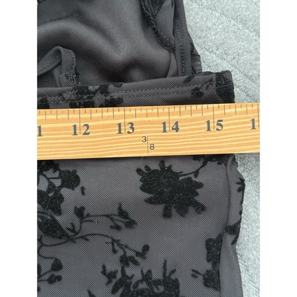 Y2K Style Black Sheer Floral Burnout Lace Midi Slip Dress Goth Prom whimsy XL - Picture 13 of 14